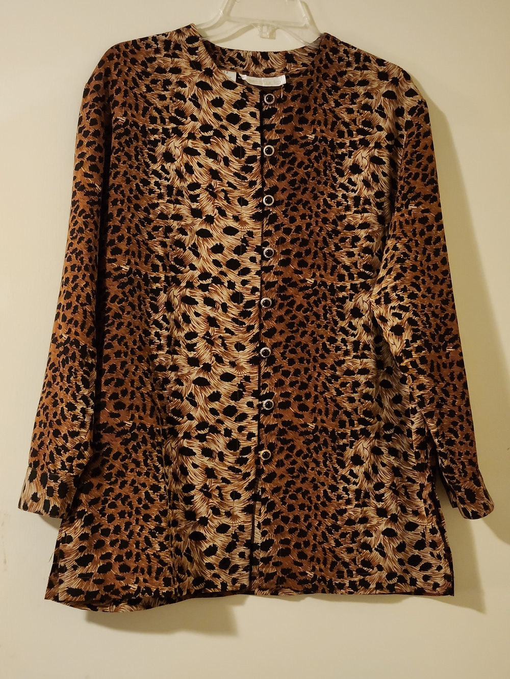 Vintage Che Studio Leopard-Print Y2K Button Tunic in Brown & Black 12